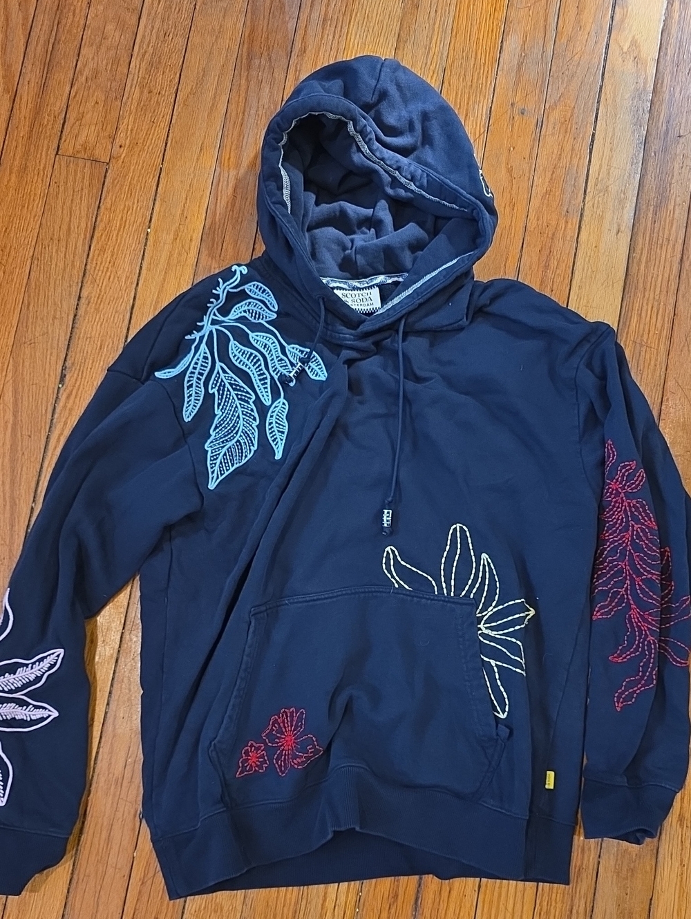 Scotch & Soda Mens Floral Embroidery Hoodie